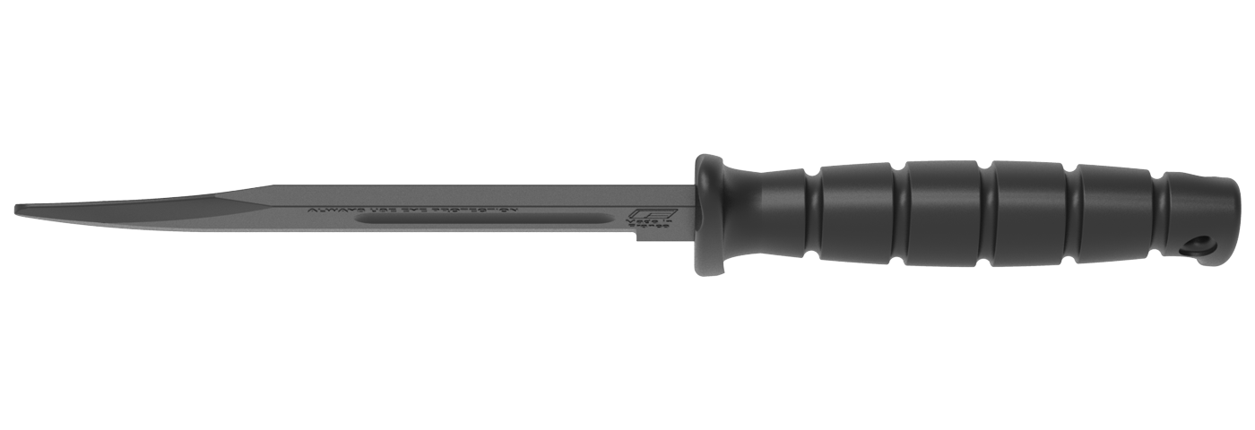 Couteau d'entrainement militaire en caoutchouc noir - 1400 - dessus 75