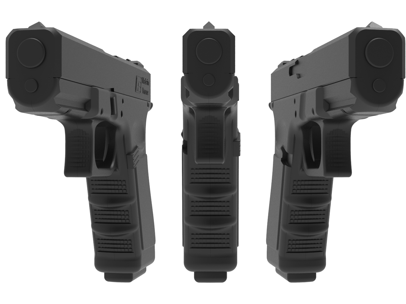 Pistolet en caoutchouc type Glock 17 noir - 1400