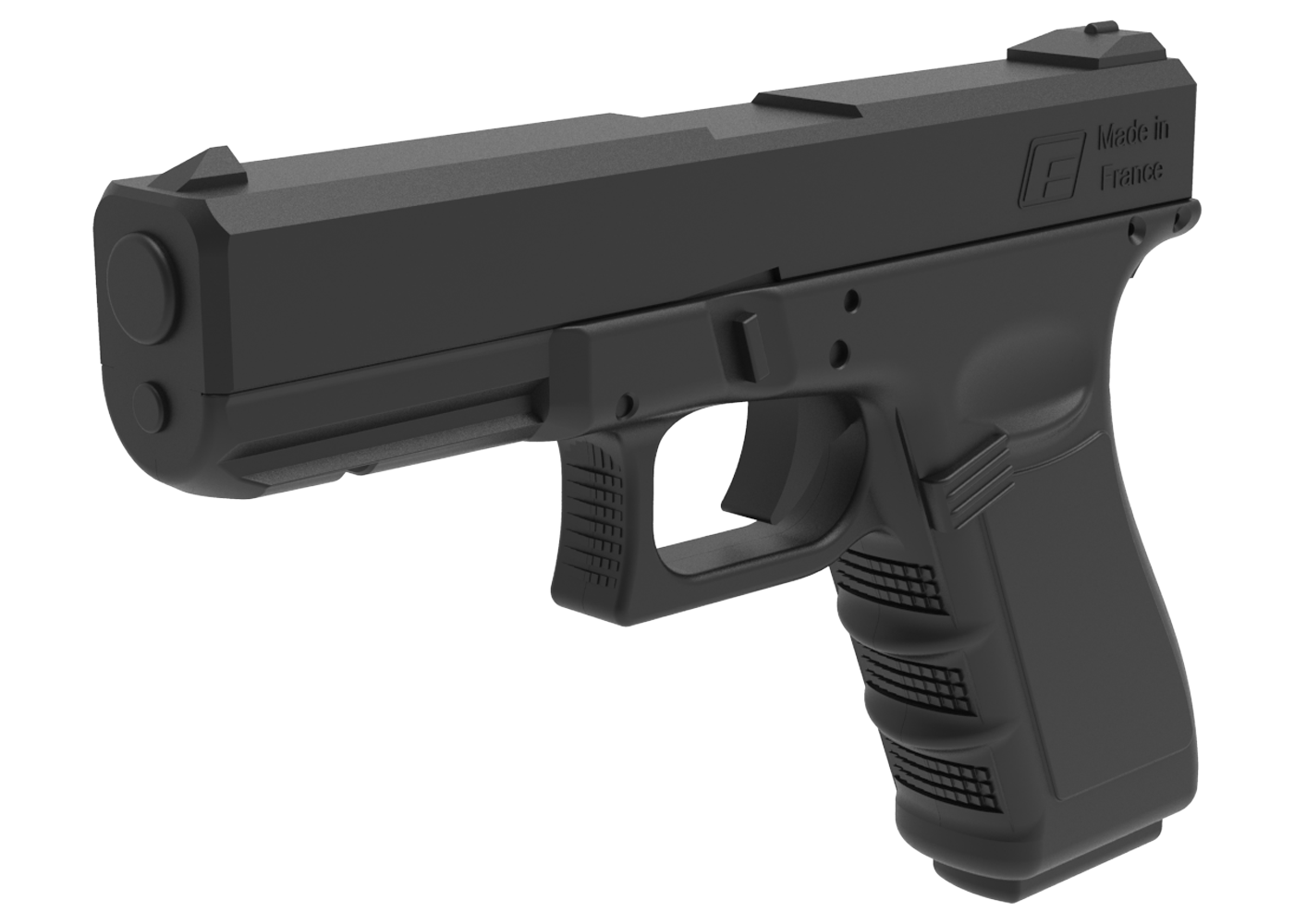 Pistolet en caoutchouc type Glock 17 noir - 1400